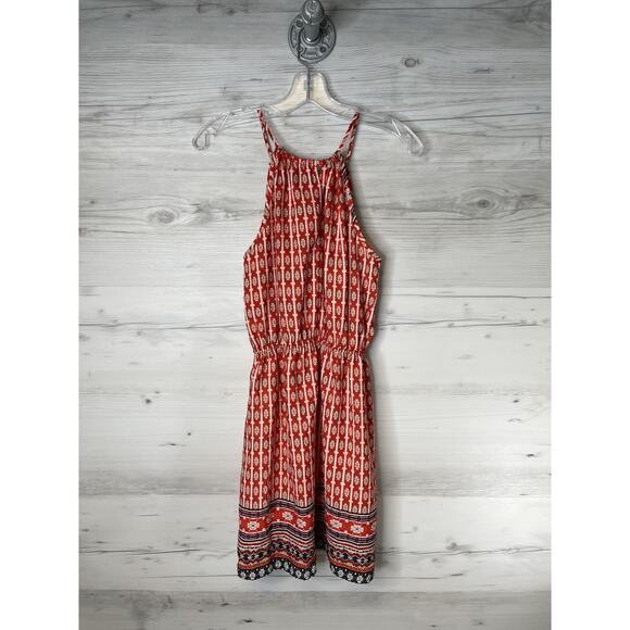 Soprano Dress Womens Small Red Boho Border Print Sleeveless Halter Made USA - Picture 7 of 7